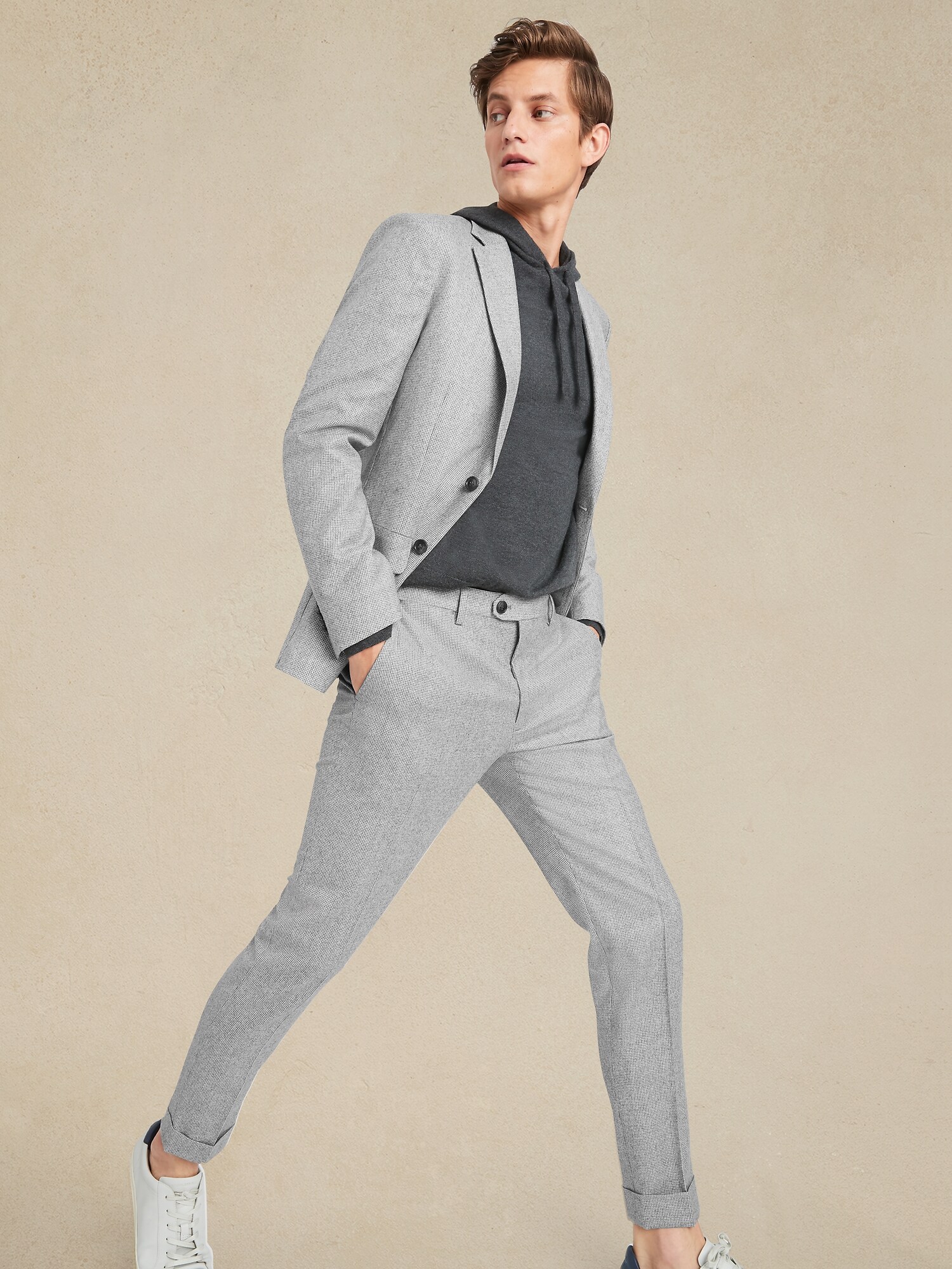 Slim Flannel Suit Jacket in Responsible Wool