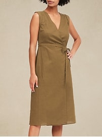 Petite Linen-Cotton Wrap Dress