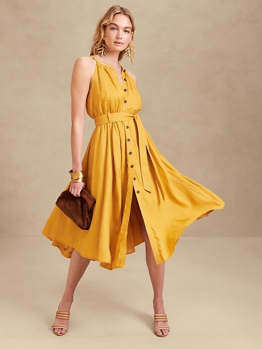 Image number 1 showing, Linen Midi Dress