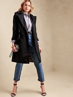 banana republic black trench