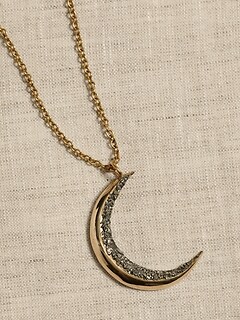 Pyrite Moon Pendant Necklace | Aureus + Argent