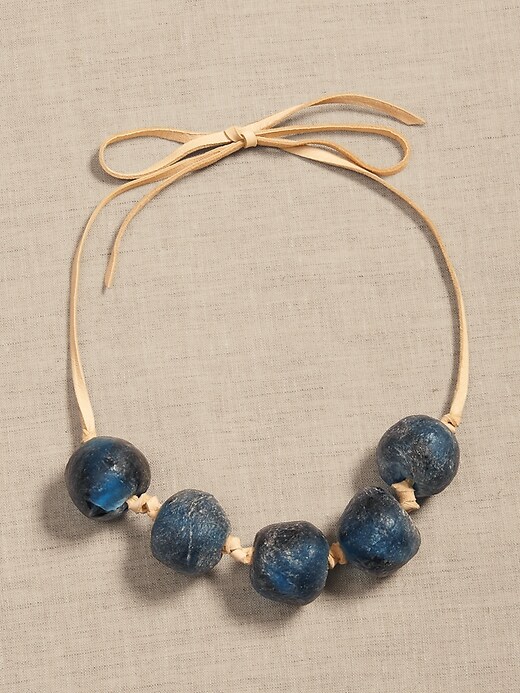 Aegean Aqua Glass Bead Necklace &#124 Aureus + Argent