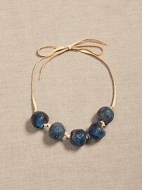 Collier de perles en verre bleu azur aqua Aureus + Argent |