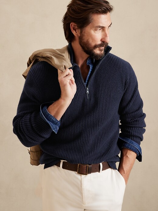 Anzio Merino Cashmere Half Zip Sweater