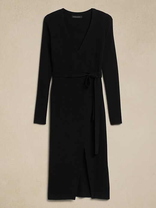 netta ribbed wrap dress Netta Ribbed Wrap Dress