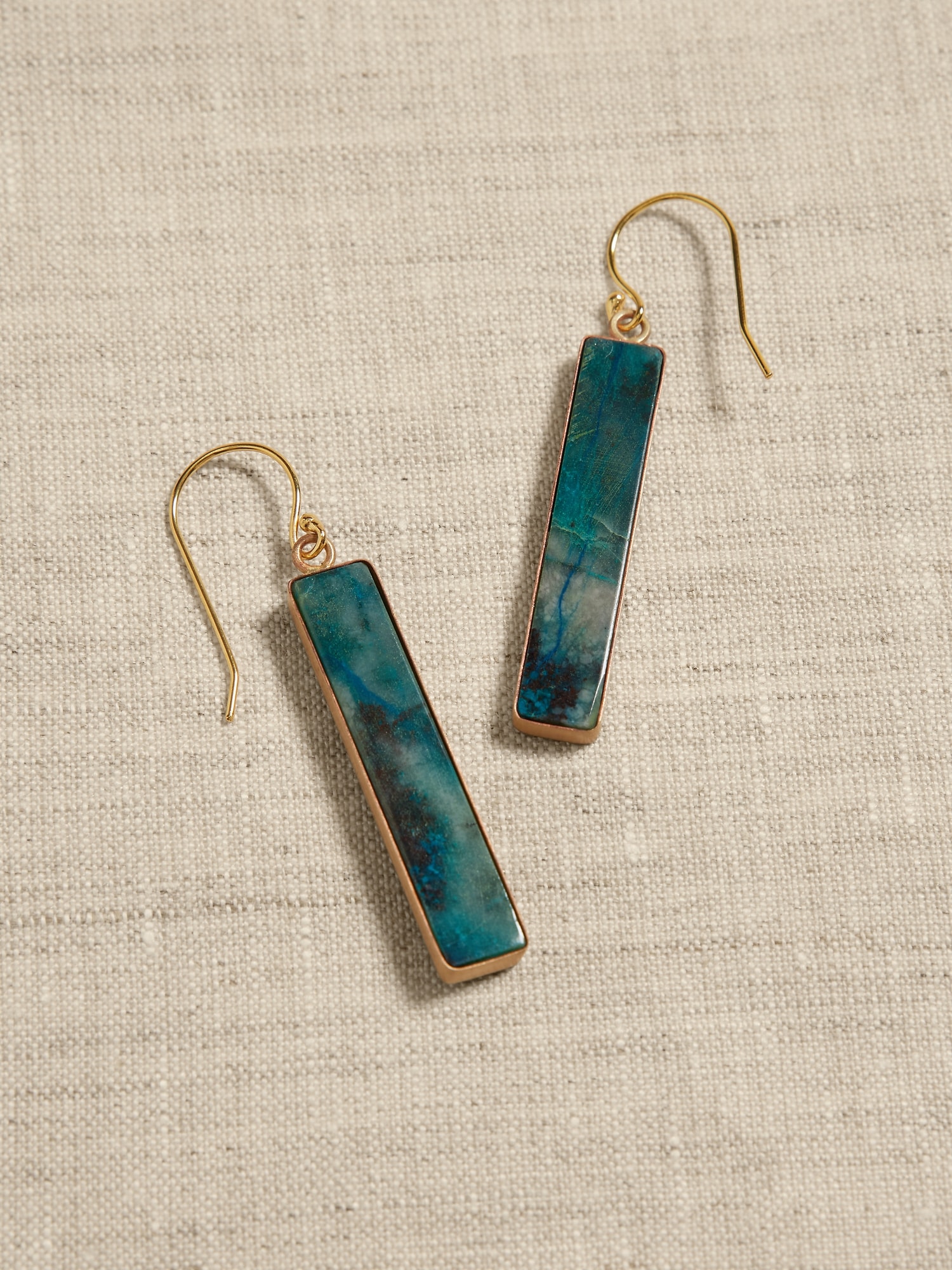 Boucles d’oreilles Chrysocolla en forme de colonne bleu azur &#124 Aureus + Argent