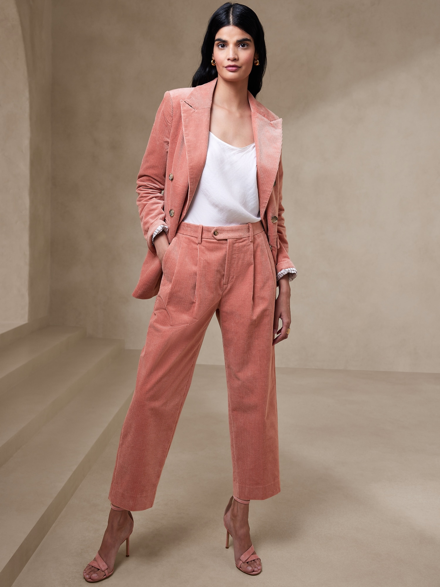 Women's pink corduroy Suits