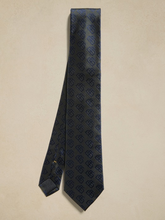 Silk Jacquard Monogram Tie