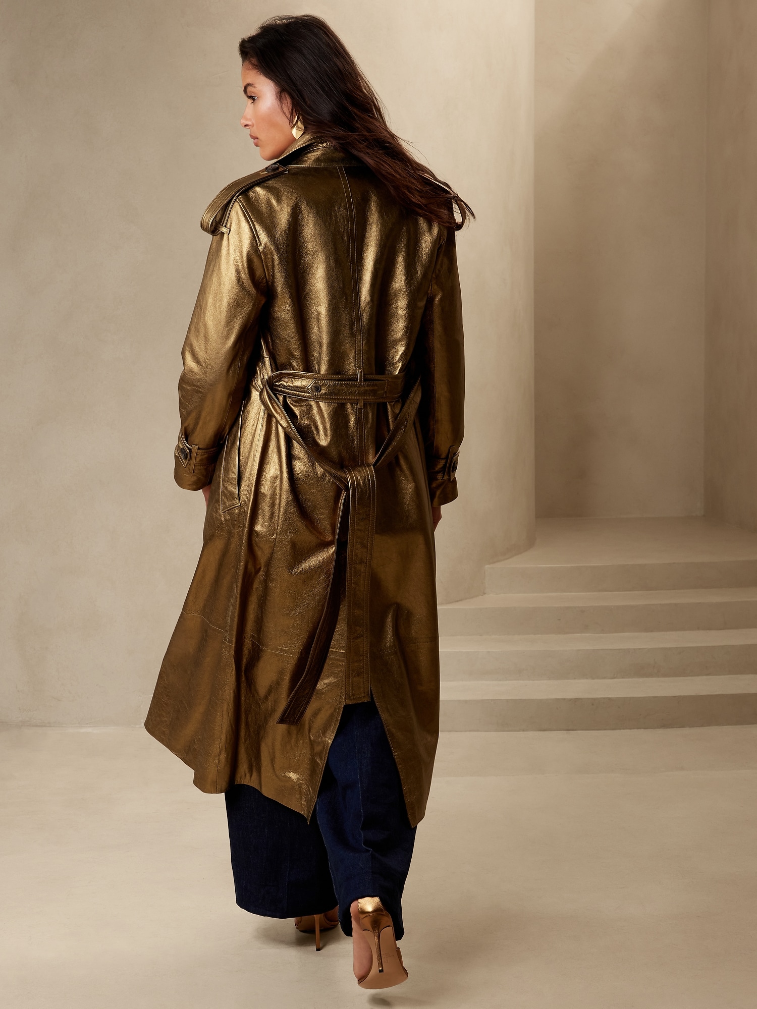 Luce Leather Trench Coat