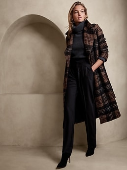 Plus size clearance plaid trench coat