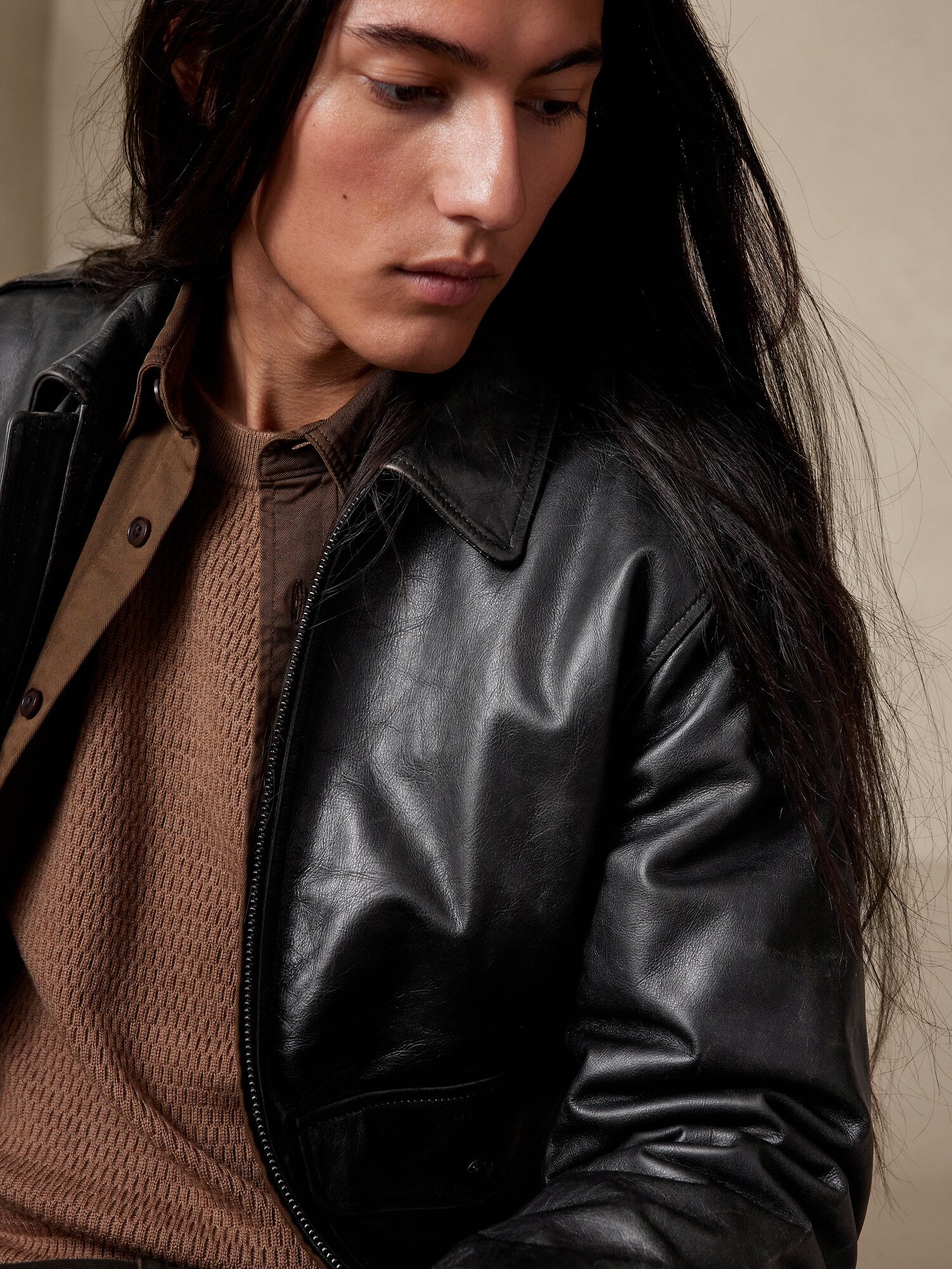 BR ARCHIVES Leather Aviator Jacket | Banana Republic