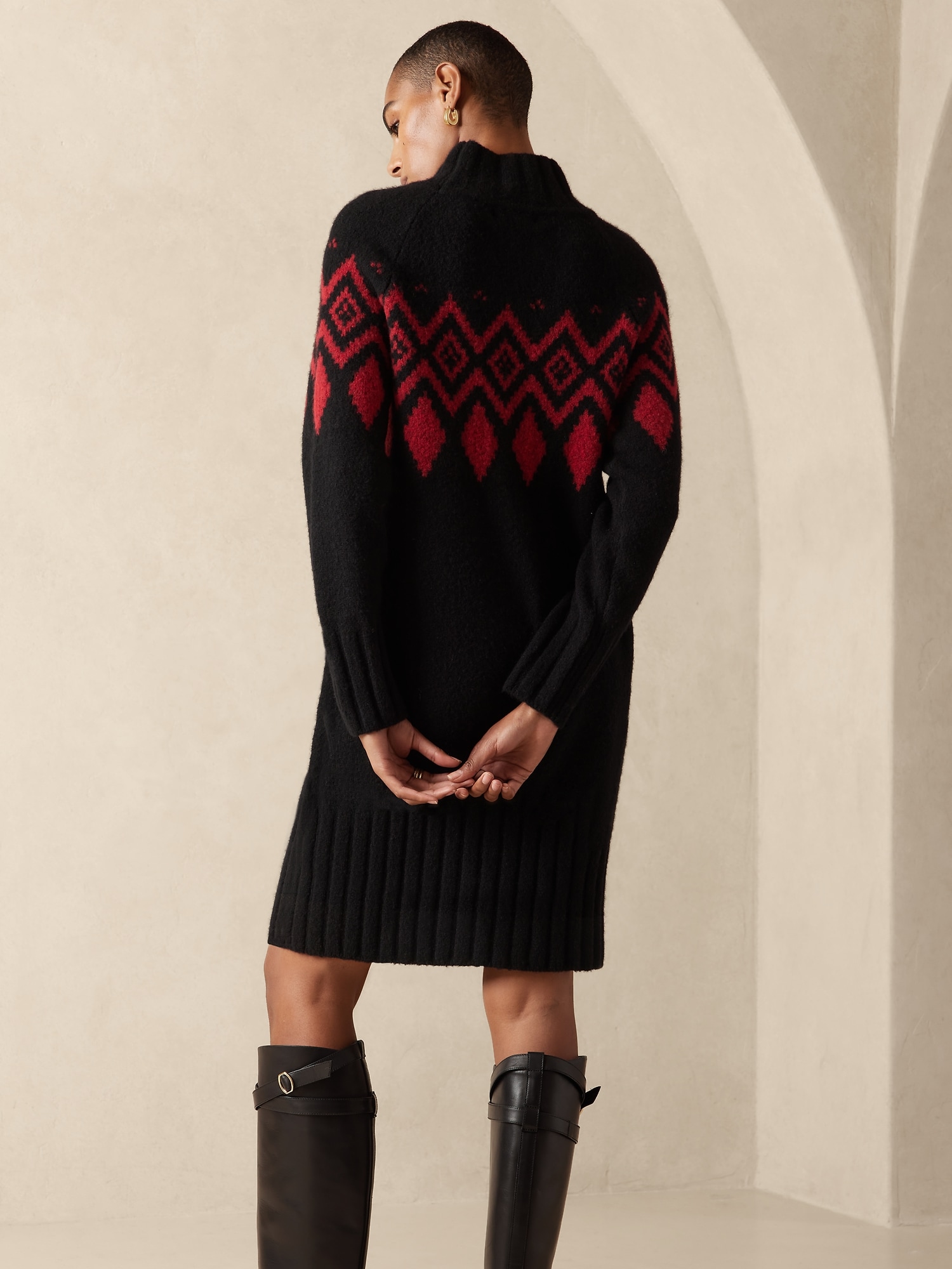 COCOBLEU Women's Plus Size 2X Plaid Print Knit Sweater Dress