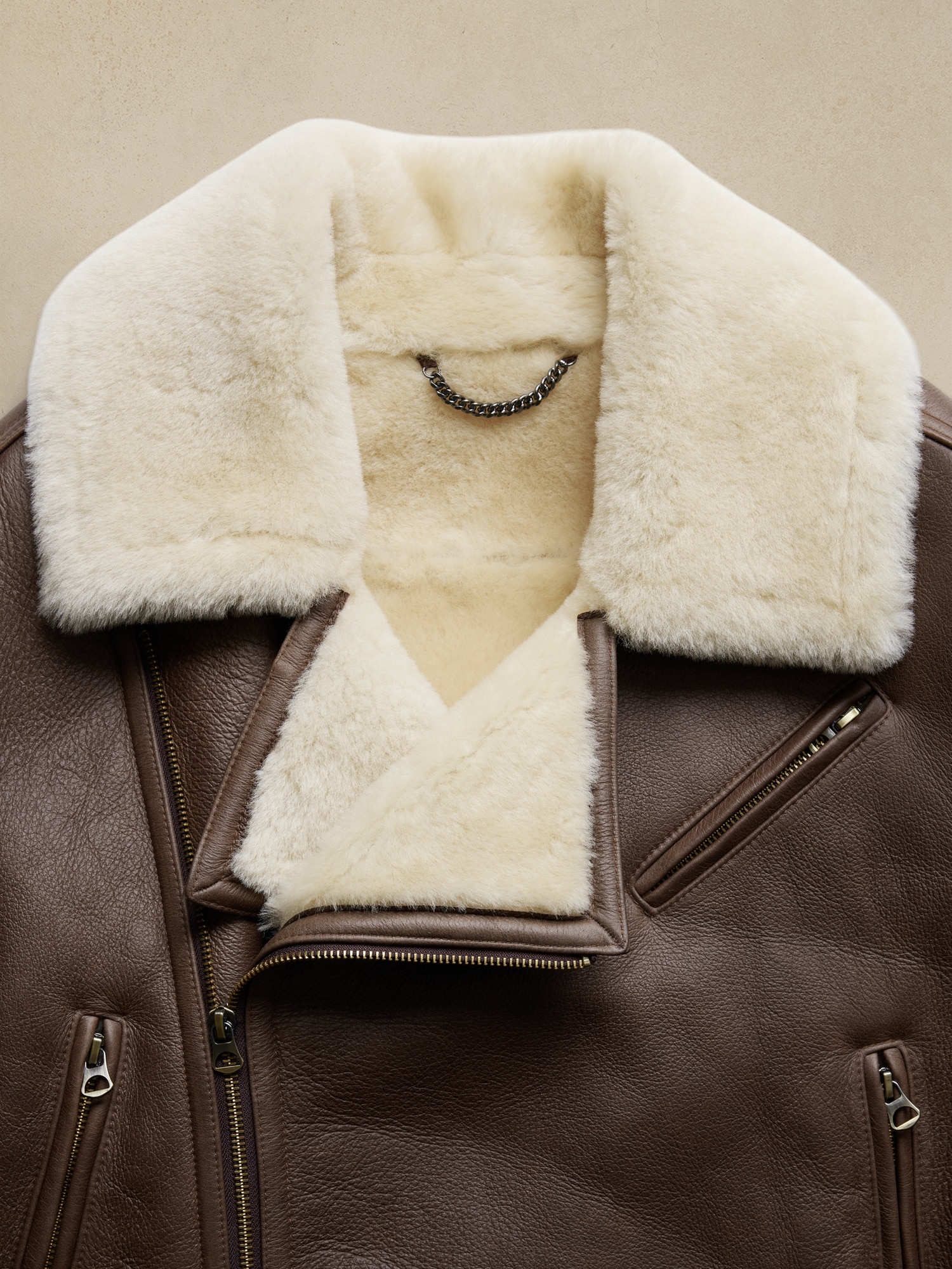 Shearling leather sale moto jacket