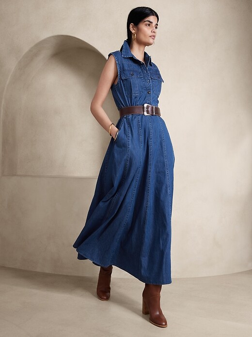 Petite Vivo Denim Maxi Dress | Banana Republic