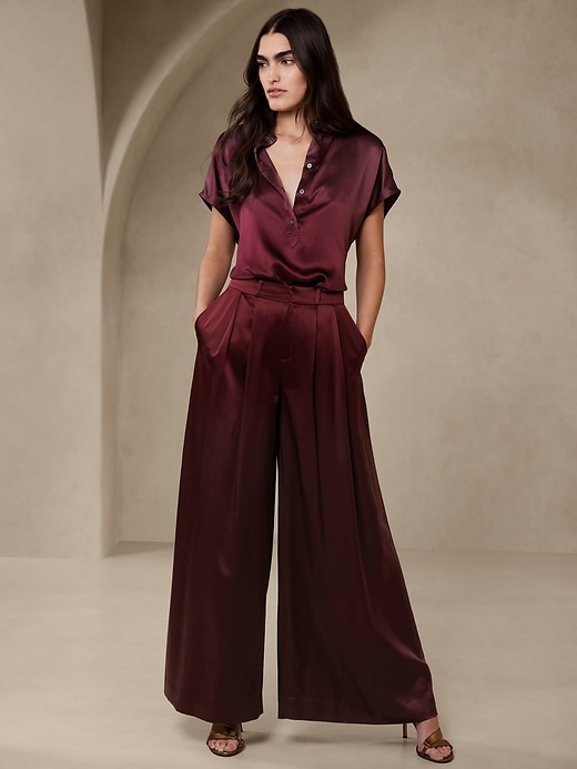 Savannah pull on pant with gold zippers - Burgundy – Bellanoa