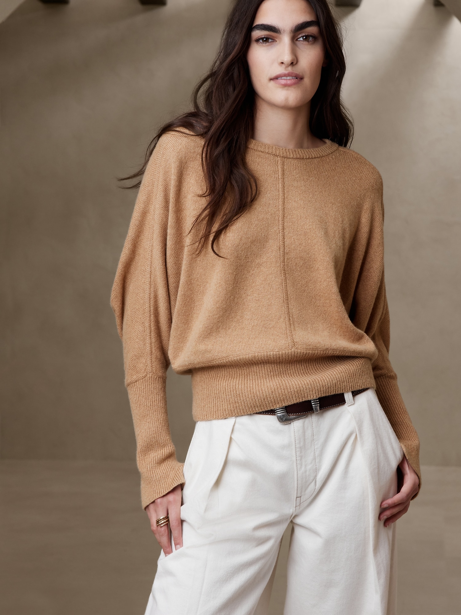 Chandail à manches chauve-souris Aya - Beige Foncé