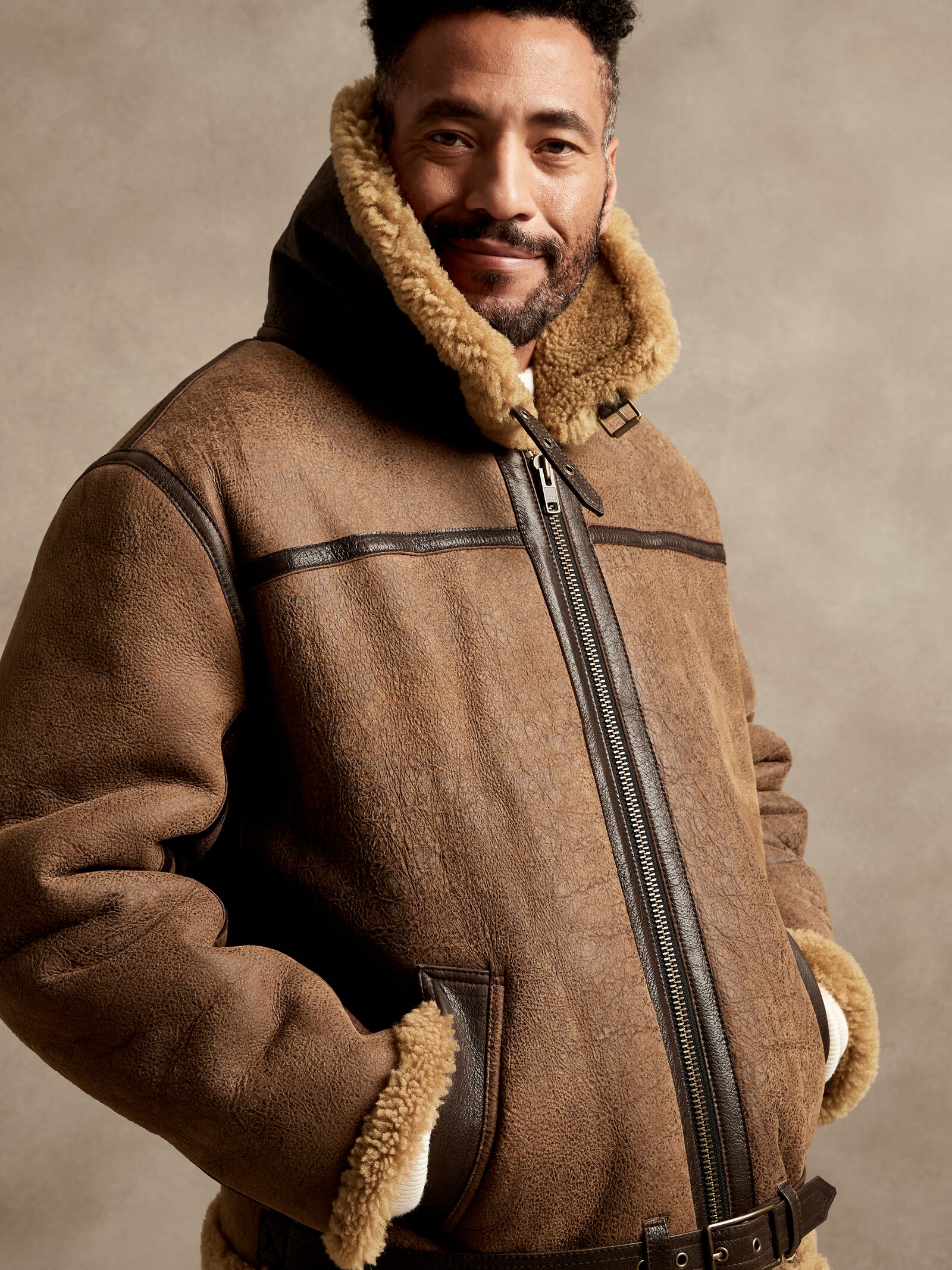 Dior★素敵！Brown Leather/Shearling Bomber Jacket Mens Dark Brown Leather Shearling Bomber Jacket - Vintage