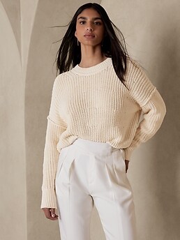 Banana Republic Tiernan Relaxed Chunky Cotton Cropped Sweater | Southcentre  Mall
