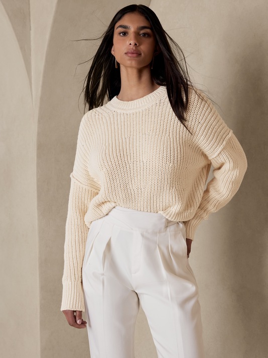 Tiernan Relaxed Chunky Cotton Cropped Sweater