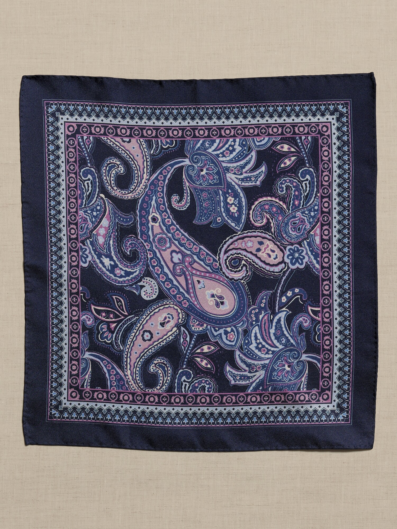 Banana Republic Paisley Silk Pocket Square blue. 1