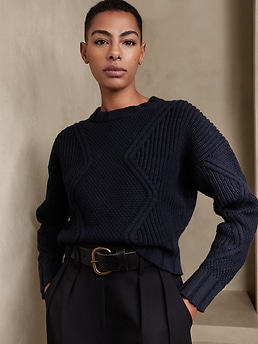 Tavati Geometric Cropped Sweater | Banana Republic