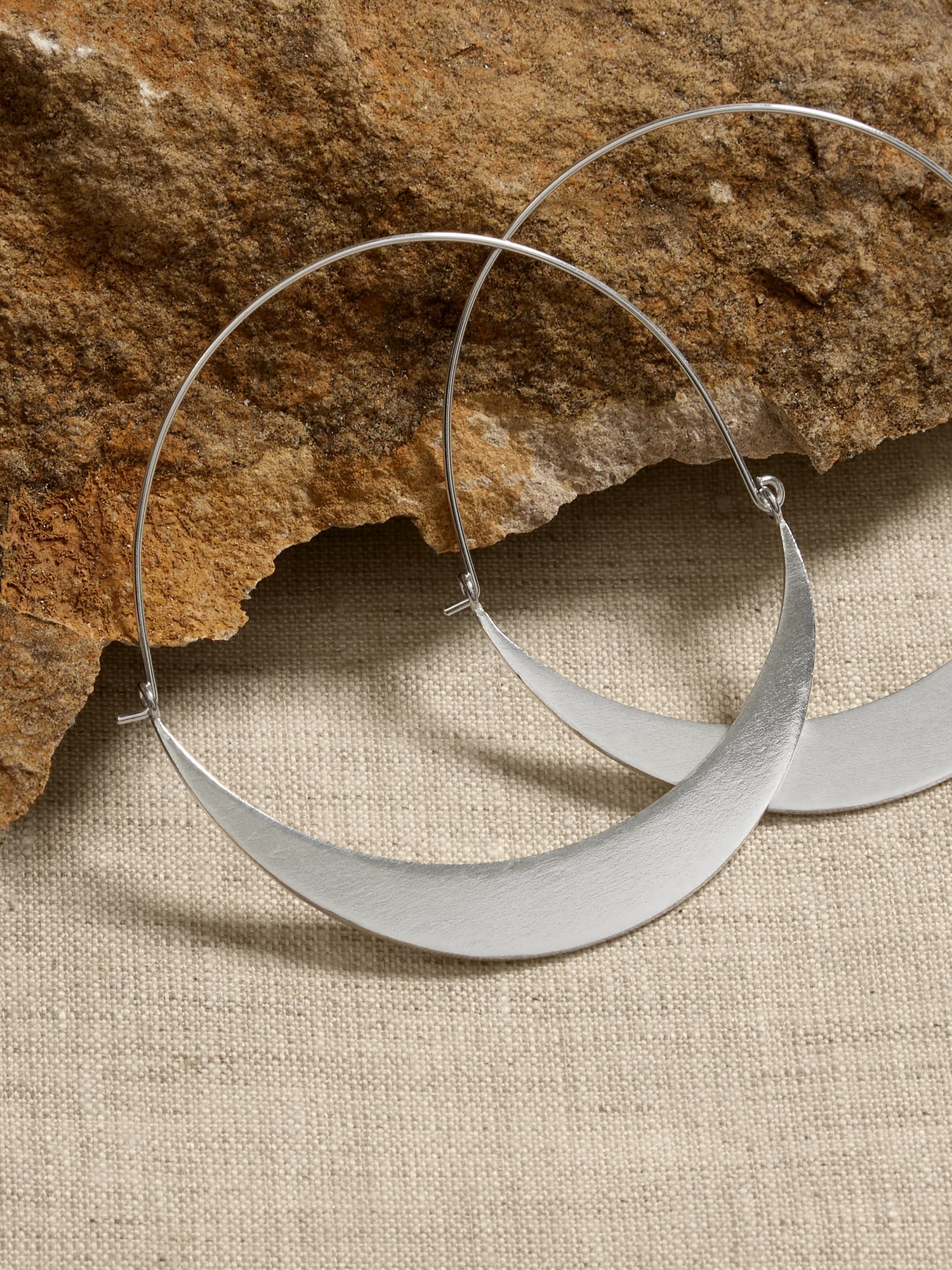Crescent Hinged Hoop Earrings &#124 Aureus + Argent