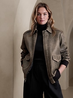 BR ARCHIVES Leather Flight Jacket | Banana Republic