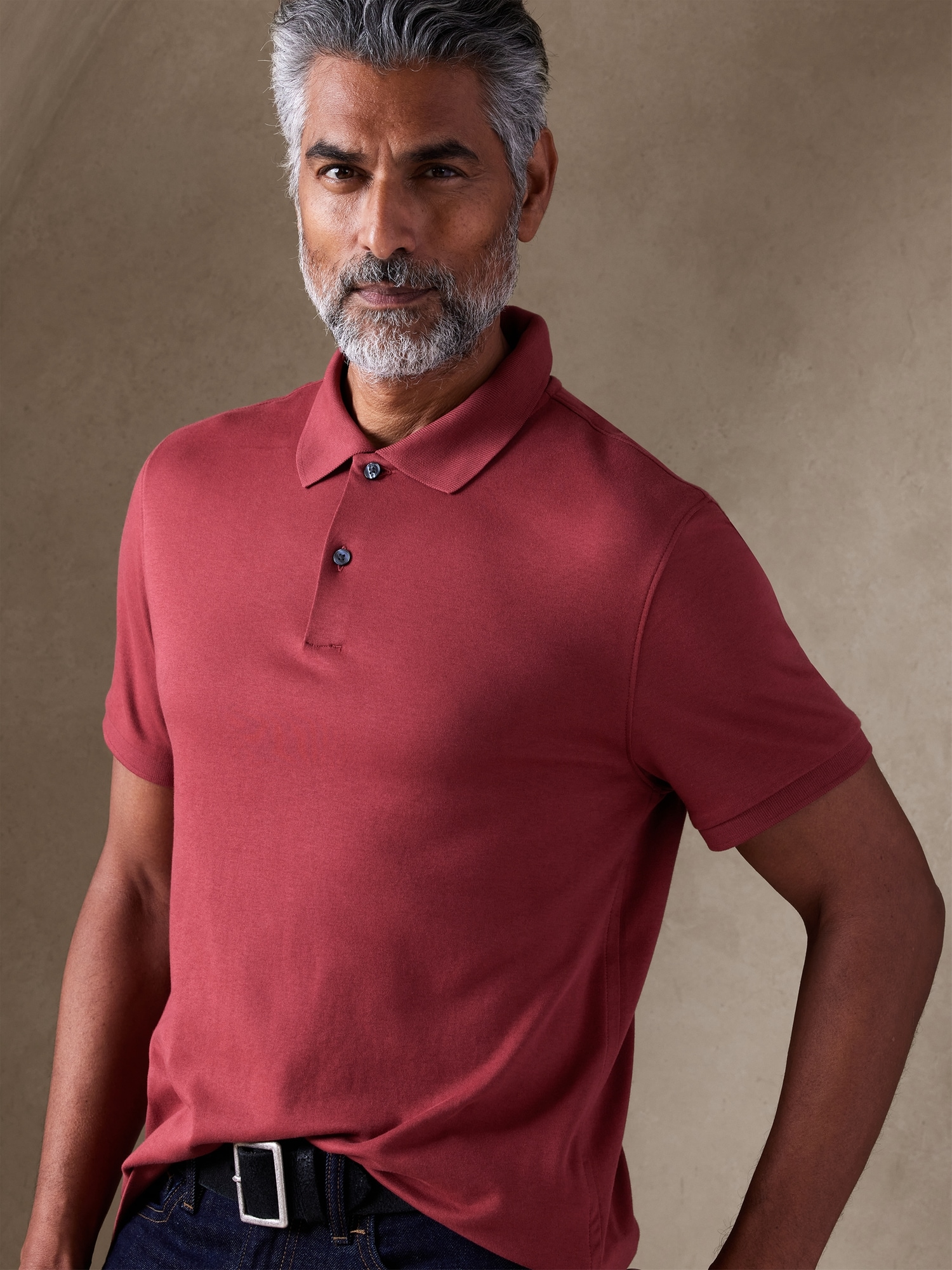 Banana Republic Luxury-Touch Performance Polo red. 1