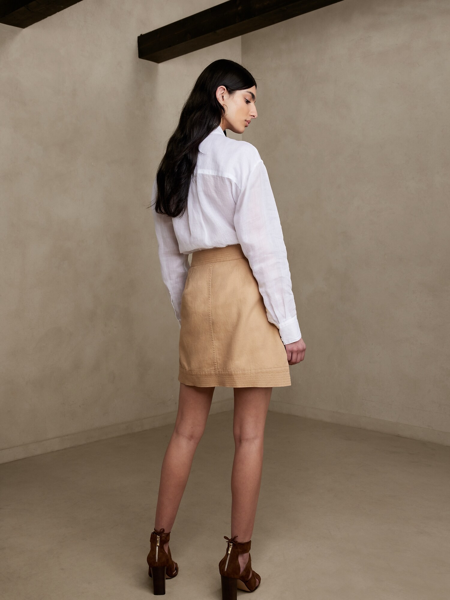 Tessa Cotton-Linen Mini Skirt