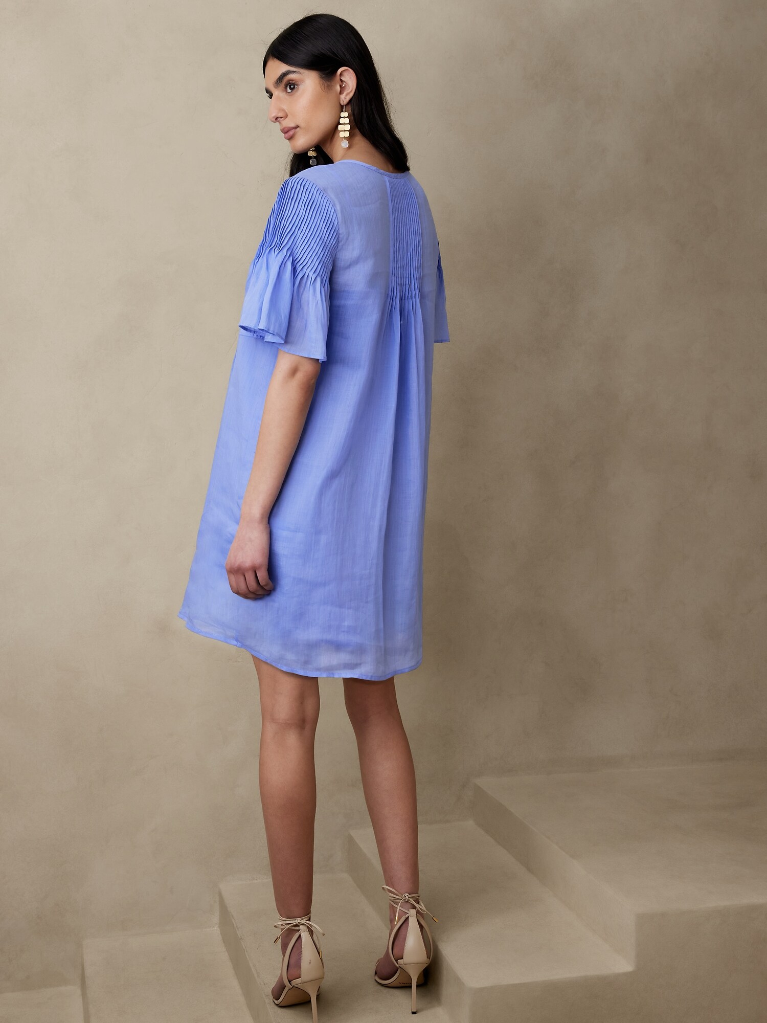 Ramie Pintuck Dress Banana Republic