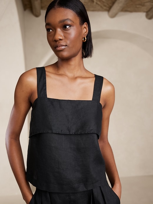 Mia Square-Neck Linen Tank | Banana Republic