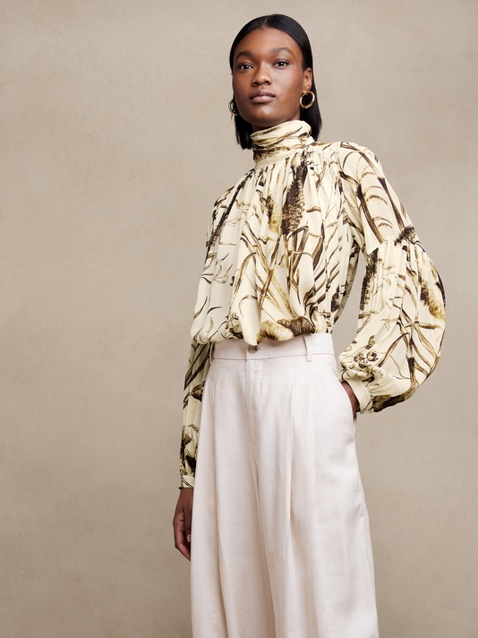 Zoe Balloon-Sleeve Blouse
