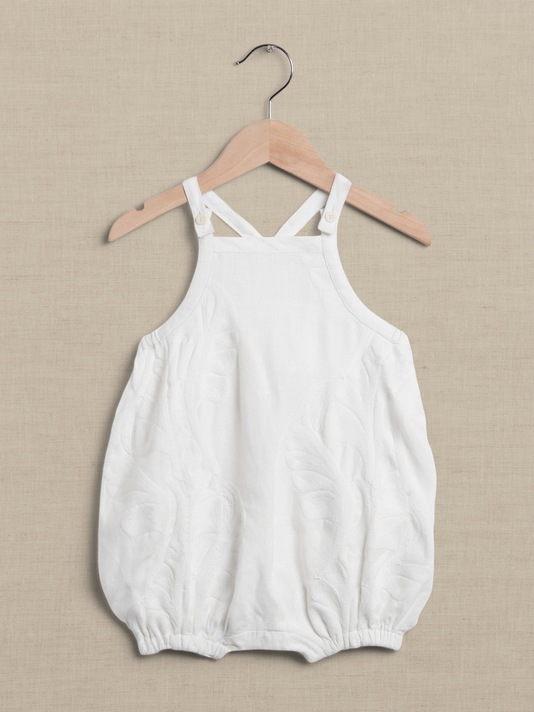 Botanica Embroidered Linen Bubble Romper for Baby
