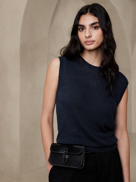 Eliza Linen-Blend Muscle Tank