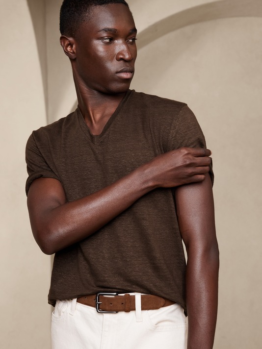 Linen V-Neck T-Shirt