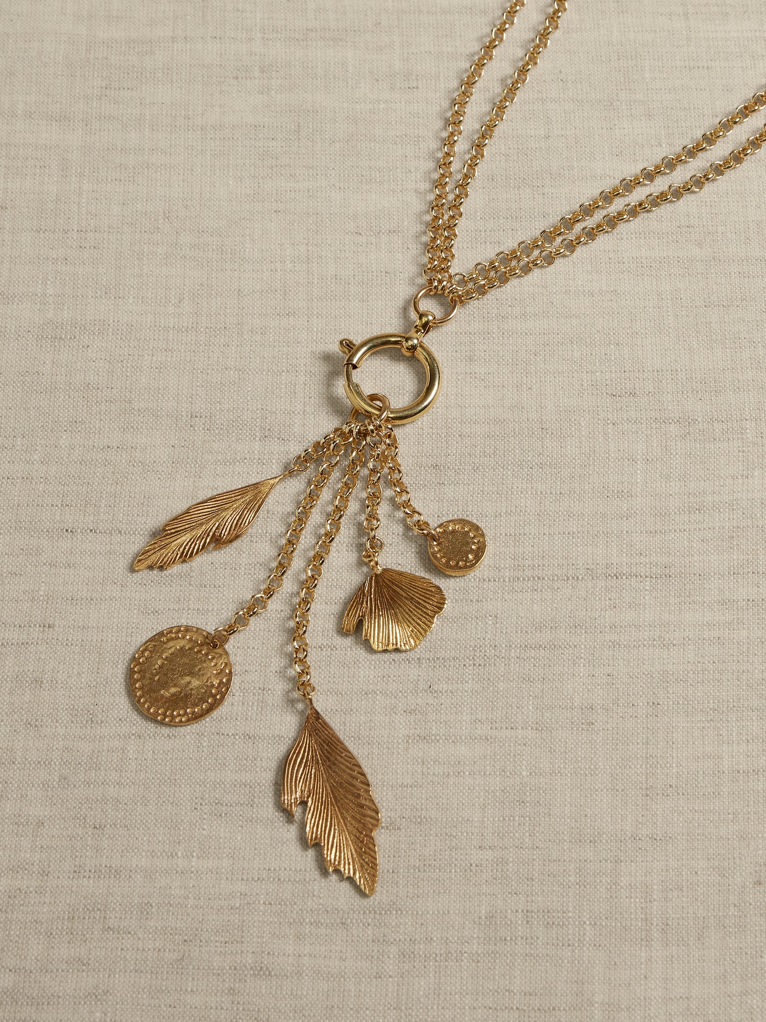 Feather Charm Chain Necklace &#124 Aureus + Argent