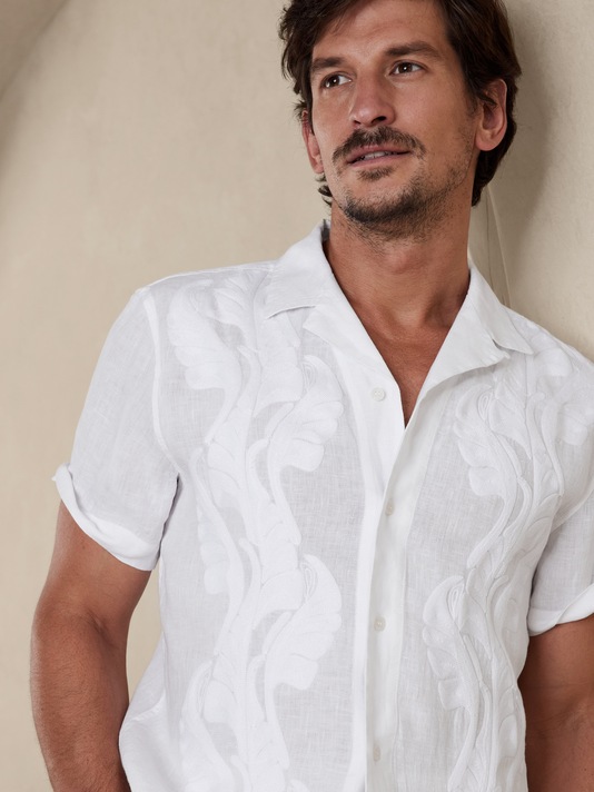 Botanica Embroidered Linen Resort Shirt