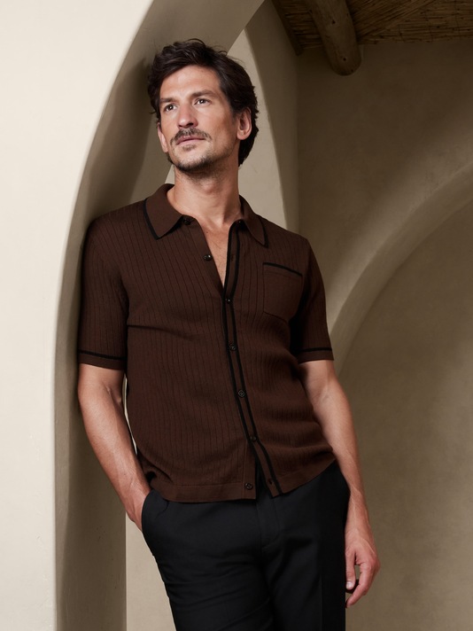 Christophe Cotton-Silk Sweater Polo