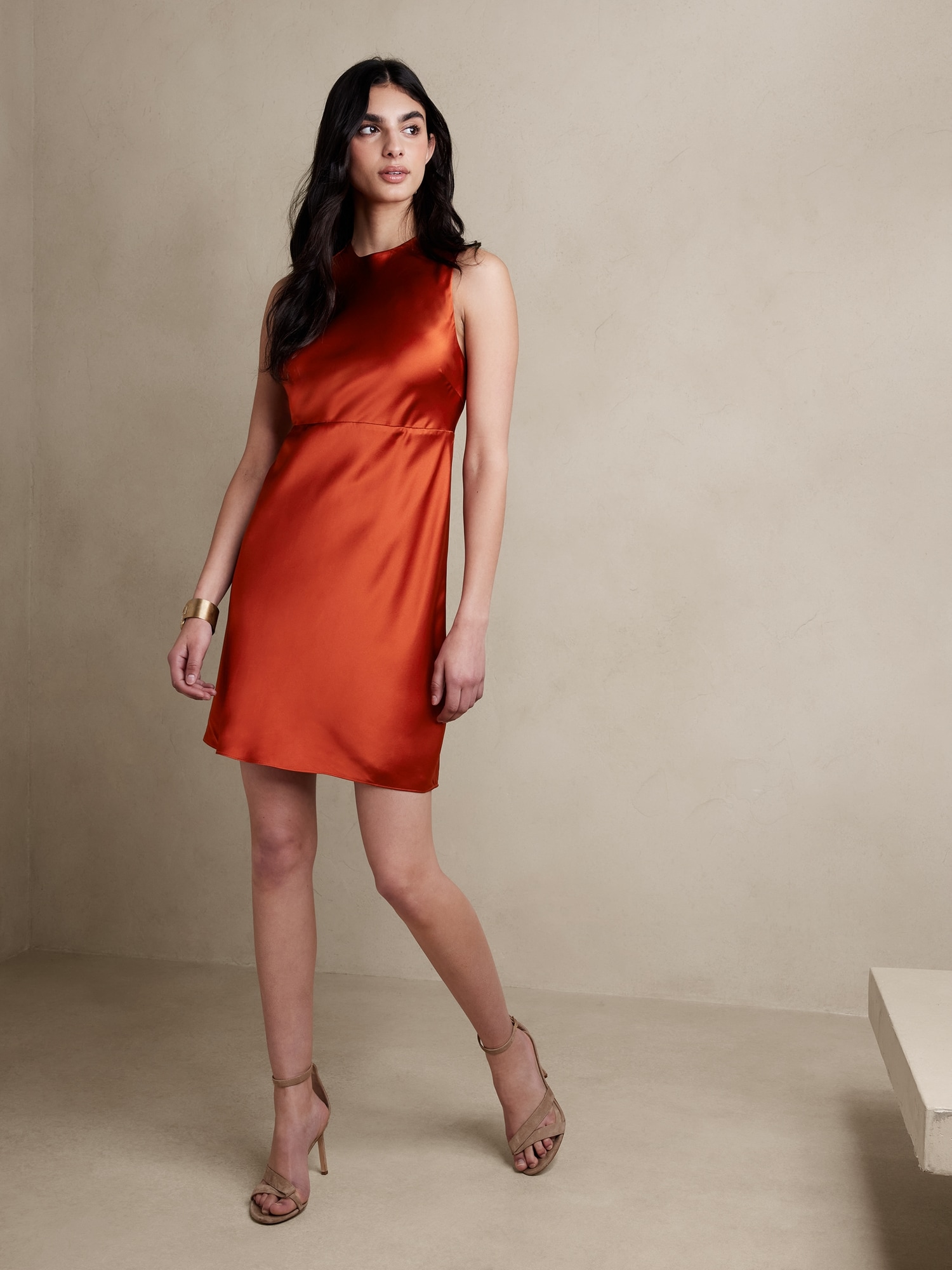 Banana Republic Alana Silk Mini Dress orange. 1