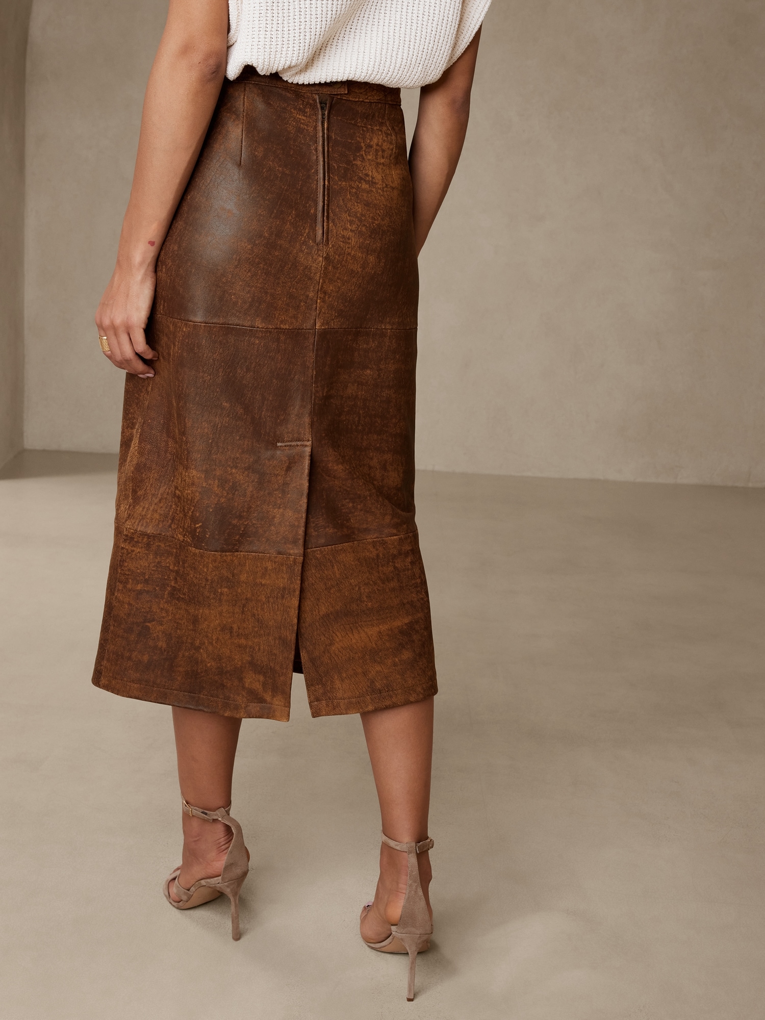 BR ARCHIVES Leather Walking Skirt
