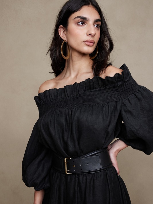 Bria Linen Off-Shoulder Top
