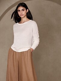 Cait Linen-Blend Long-Sleeve Sweater | Banana Republic