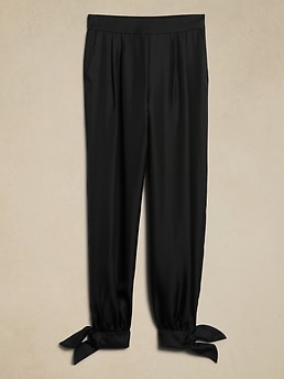 Arabella Tie-Hem Silk Pant | Banana Republic