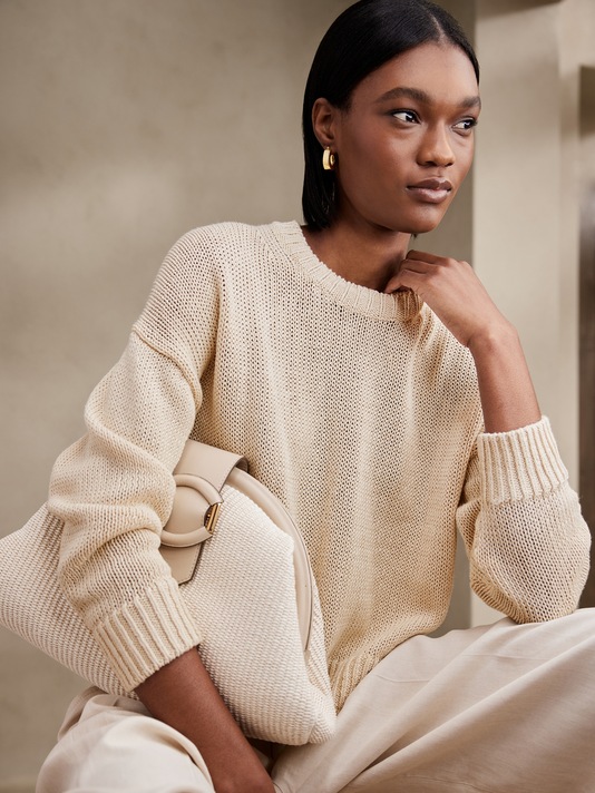 Christine Cropped Linen-Cotton Sweater