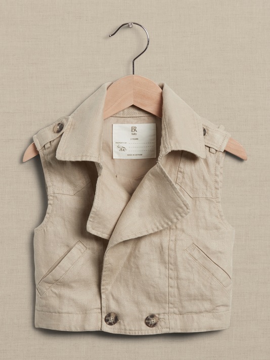 Delphine Cropped Linen Trench Vest for Baby + Toddler