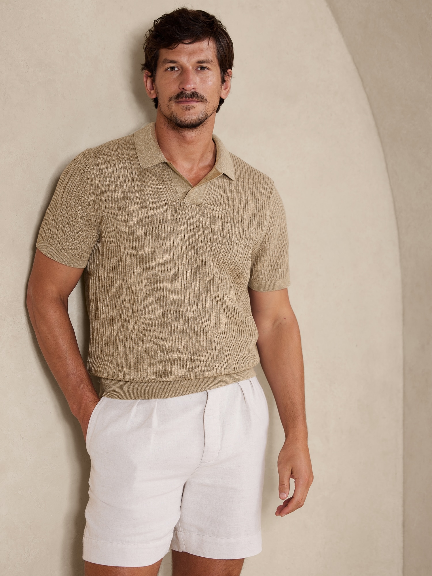 Theo Linen-Cotton Sweater Polo