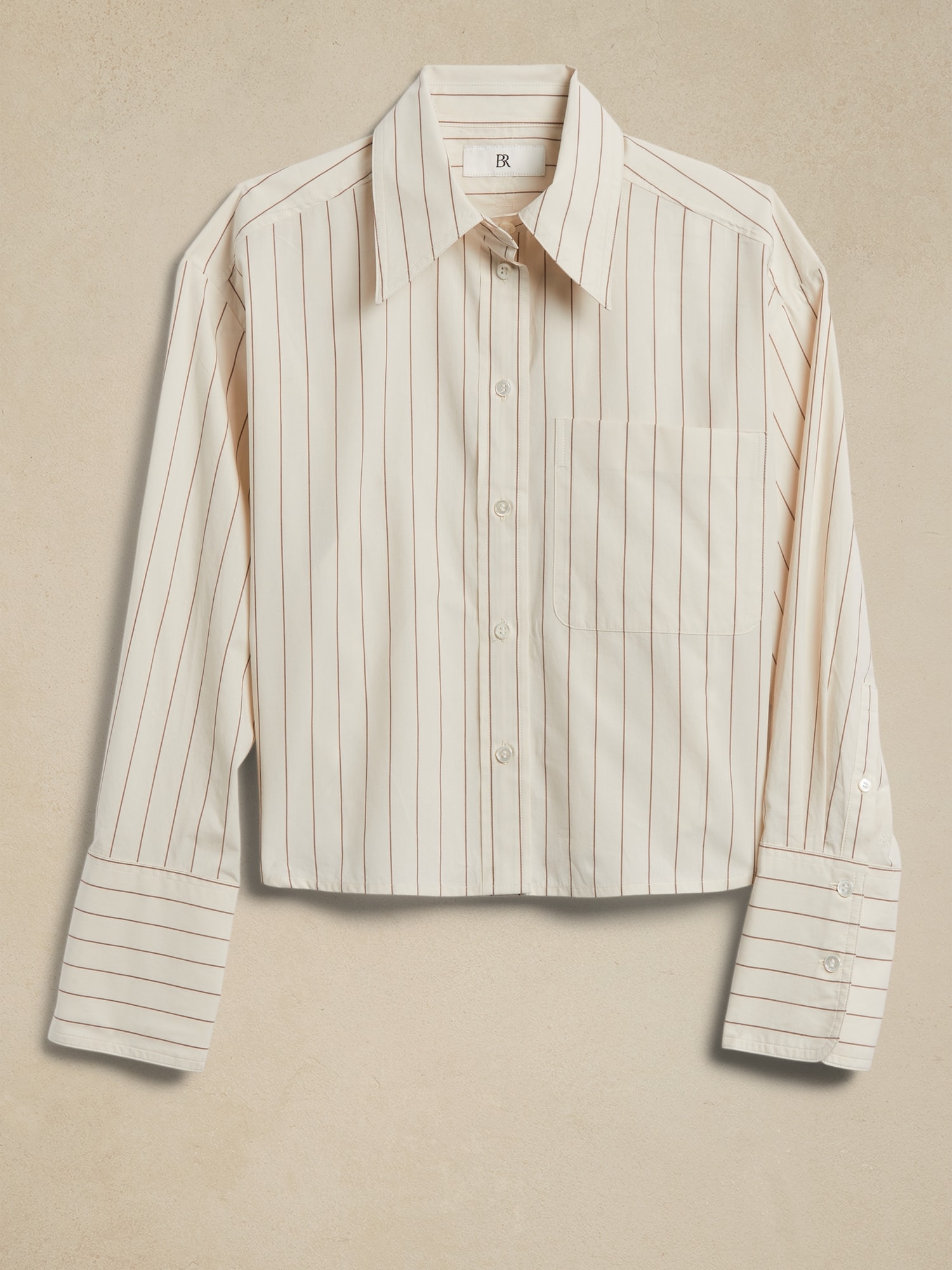 Women's Cropped shirt in striped cotton poplin, CELINE