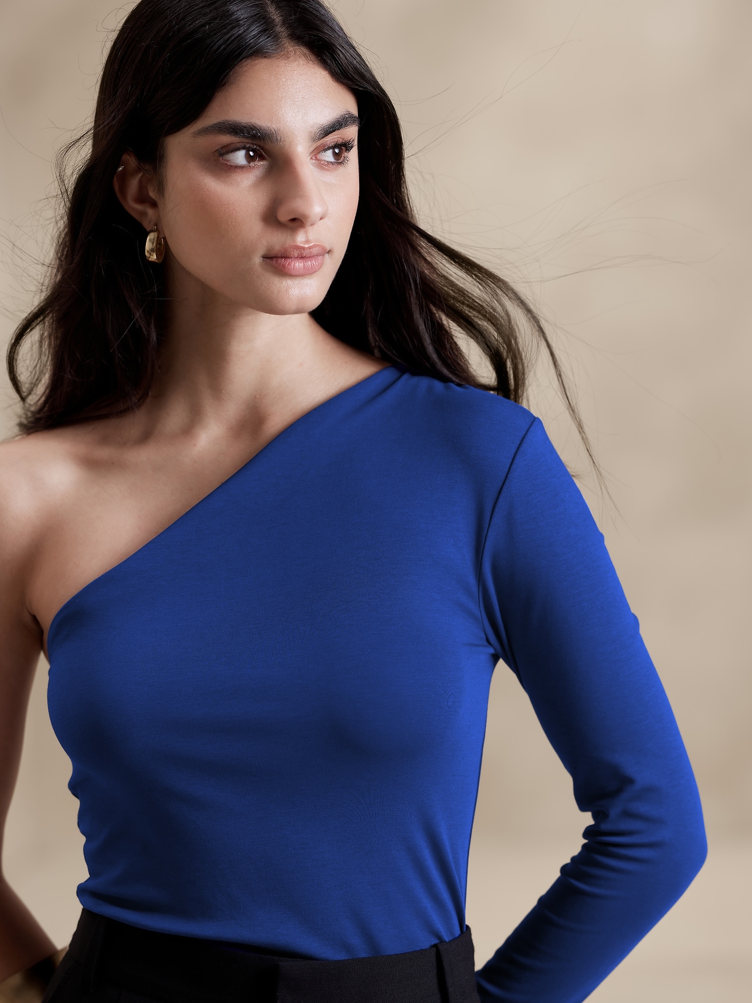 Cotton-Modal One-Sleeve Top