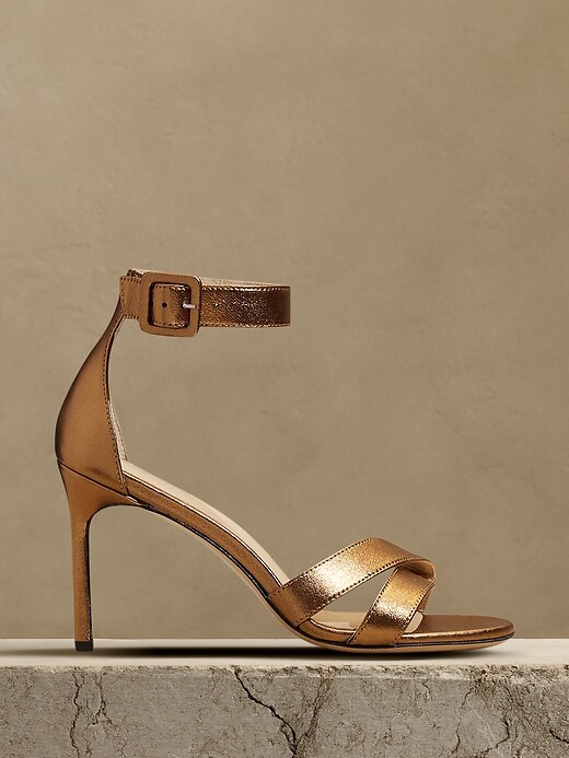 Brown leather outlet high heel sandals