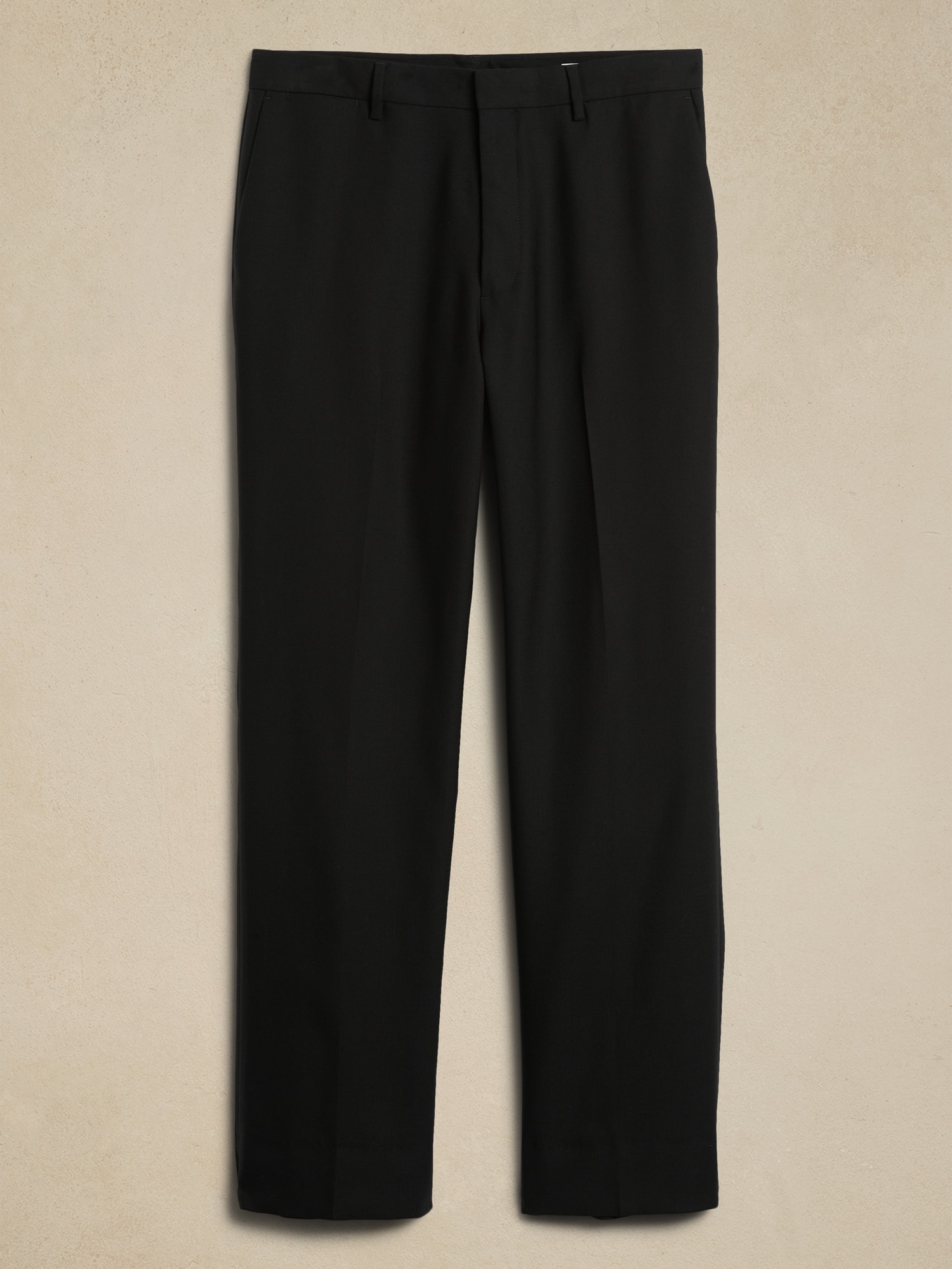 Black Merino Wool / Cotton Straight Pants WOMEN